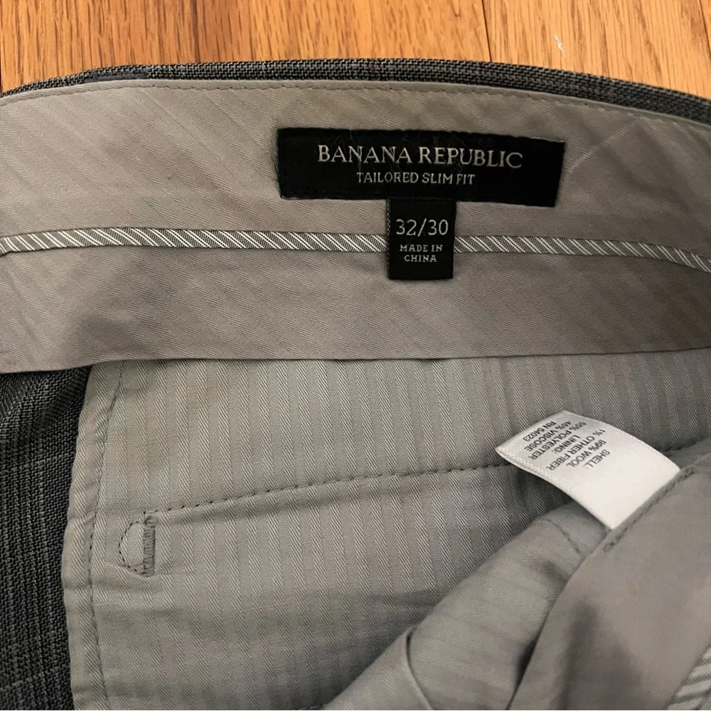 Banana Republic Tailored Slim Fit Men’s Suit – Light Gray Plaid – Preloved